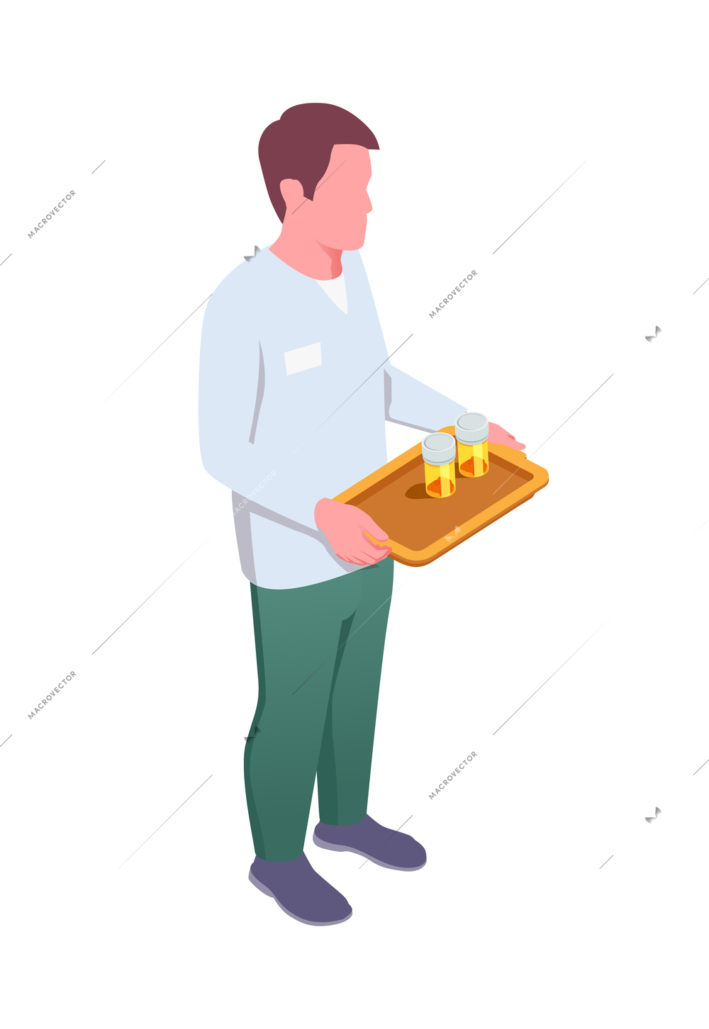 Nursing home isometric composition with staff monitoring patients and elderly people activities vector illustration