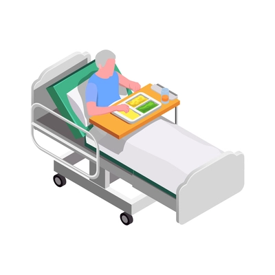 Nursing home isometric composition with staff monitoring patients and elderly people activities vector illustration