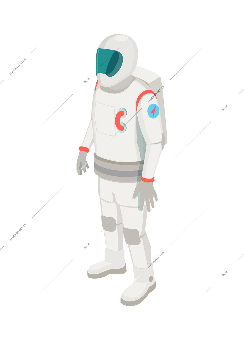 Mars colonization exploration isometric composition with isolated image on blank background vector illustration