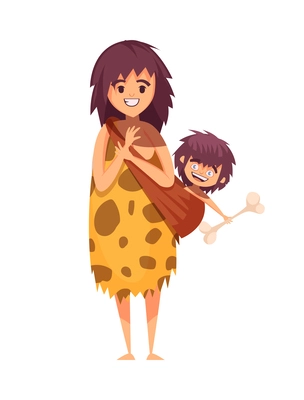 Primitive man caveman composition with cartoon human character of ancient person vector illustration