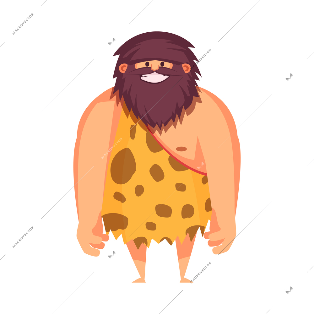 Primitive man caveman composition with cartoon human character of ancient person vector illustration