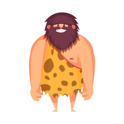 Primitive man caveman composition with cartoon human character of ancient person vector illustration