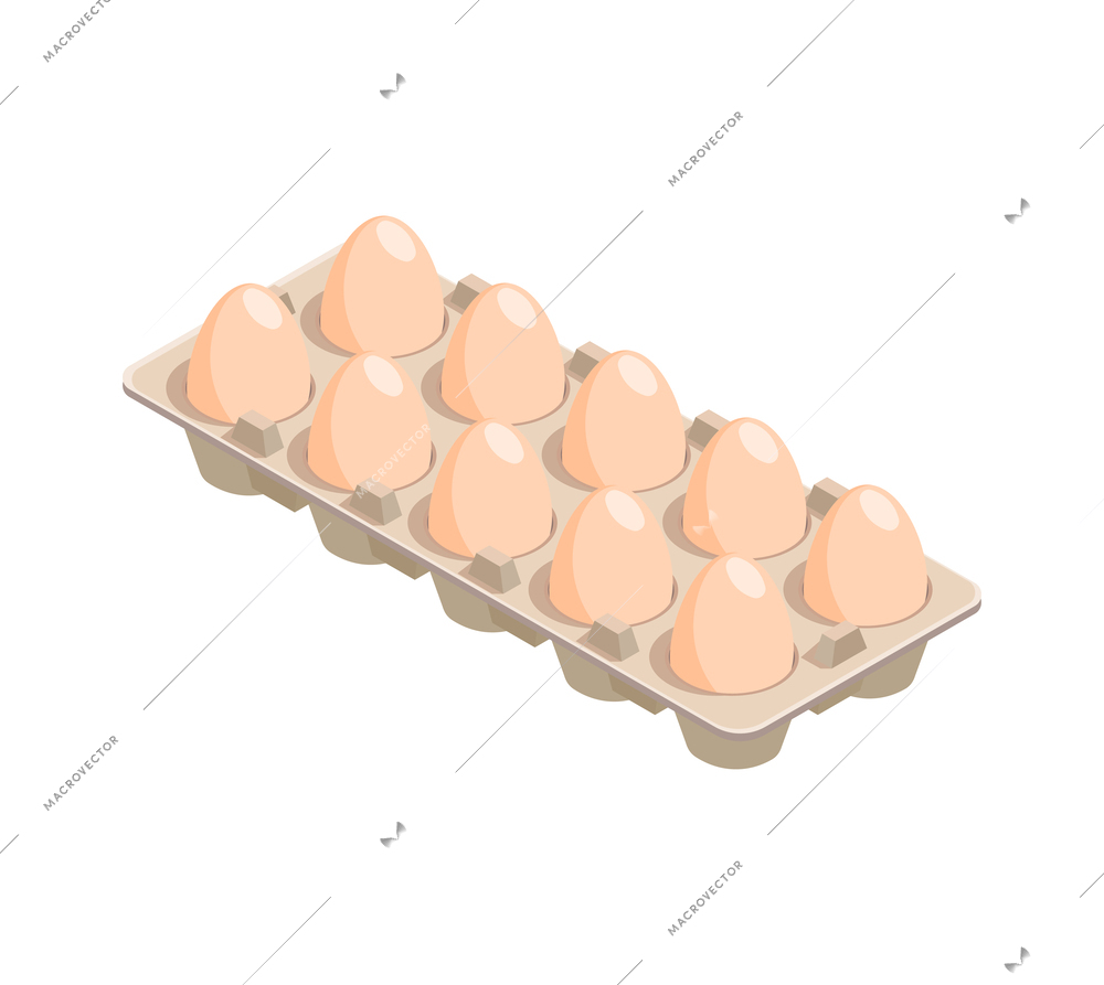 Chicken farm poultry production isometric composition with isolated image of farming product vector illustration