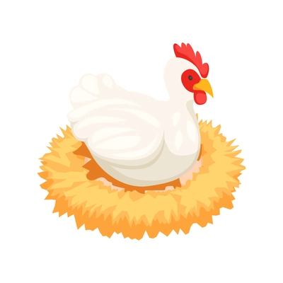 Chicken farm poultry production isometric composition with isolated image of farm animal vector illustration