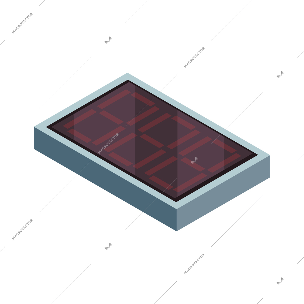 Semiconductor isometric composition with isolated circuit board element on blank background vector illustration