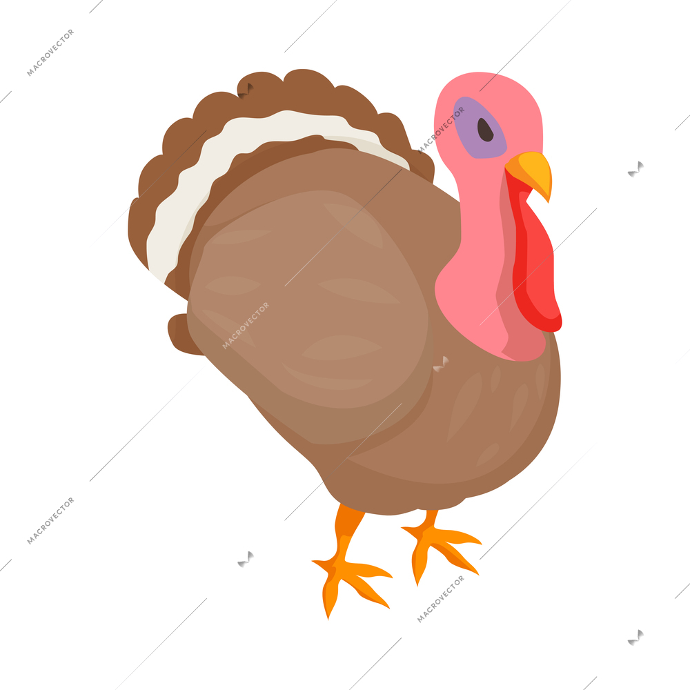 Chicken farm poultry production isometric composition with isolated image of farm animal vector illustration