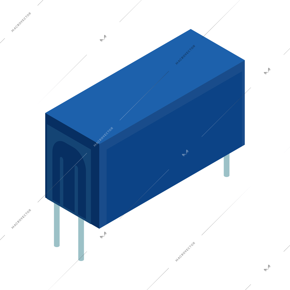 Semiconductor isometric composition with isolated circuit board element on blank background vector illustration