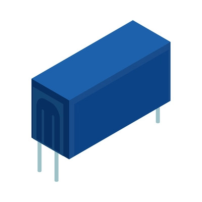 Semiconductor isometric composition with isolated circuit board element on blank background vector illustration