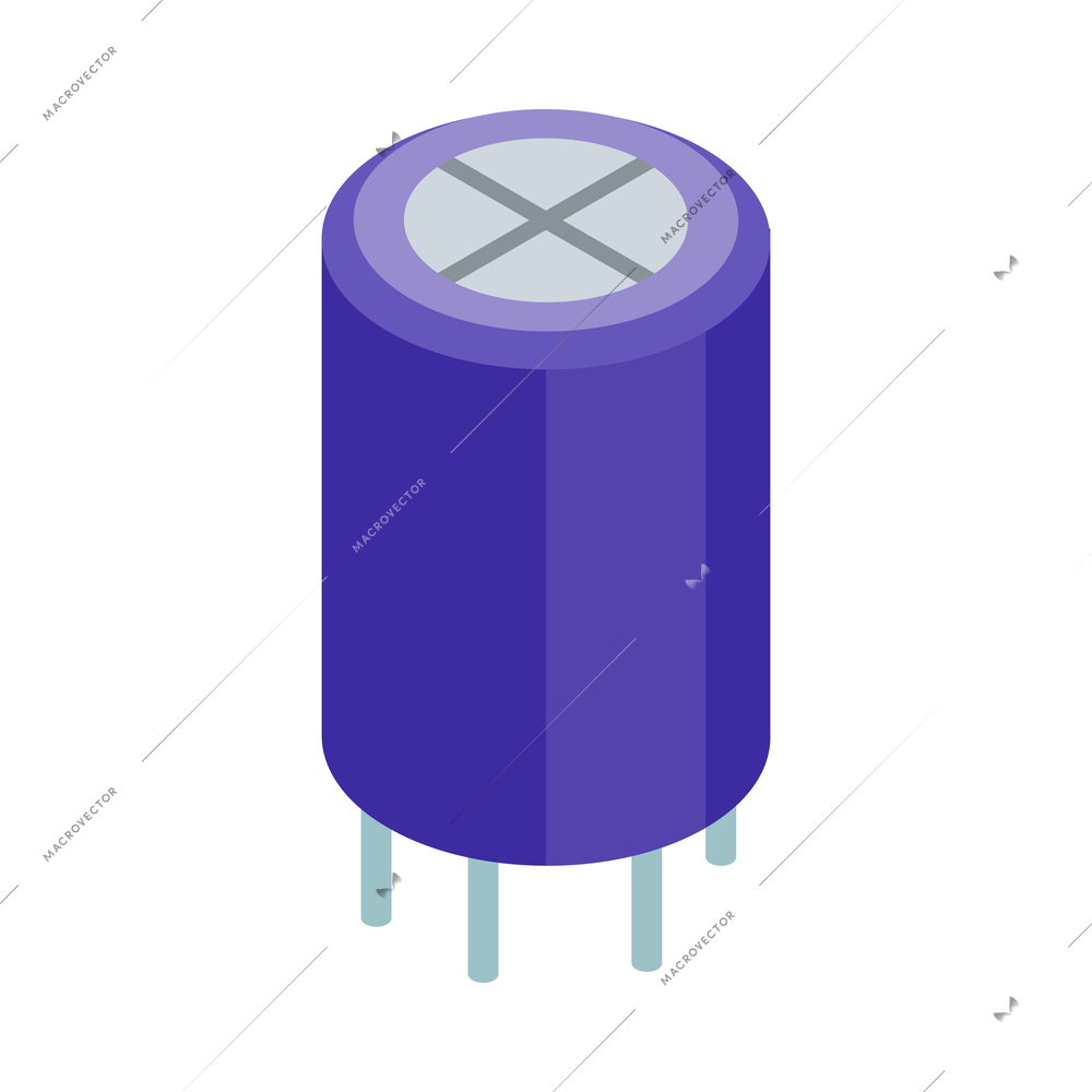 Semiconductor isometric composition with isolated circuit board element on blank background vector illustration