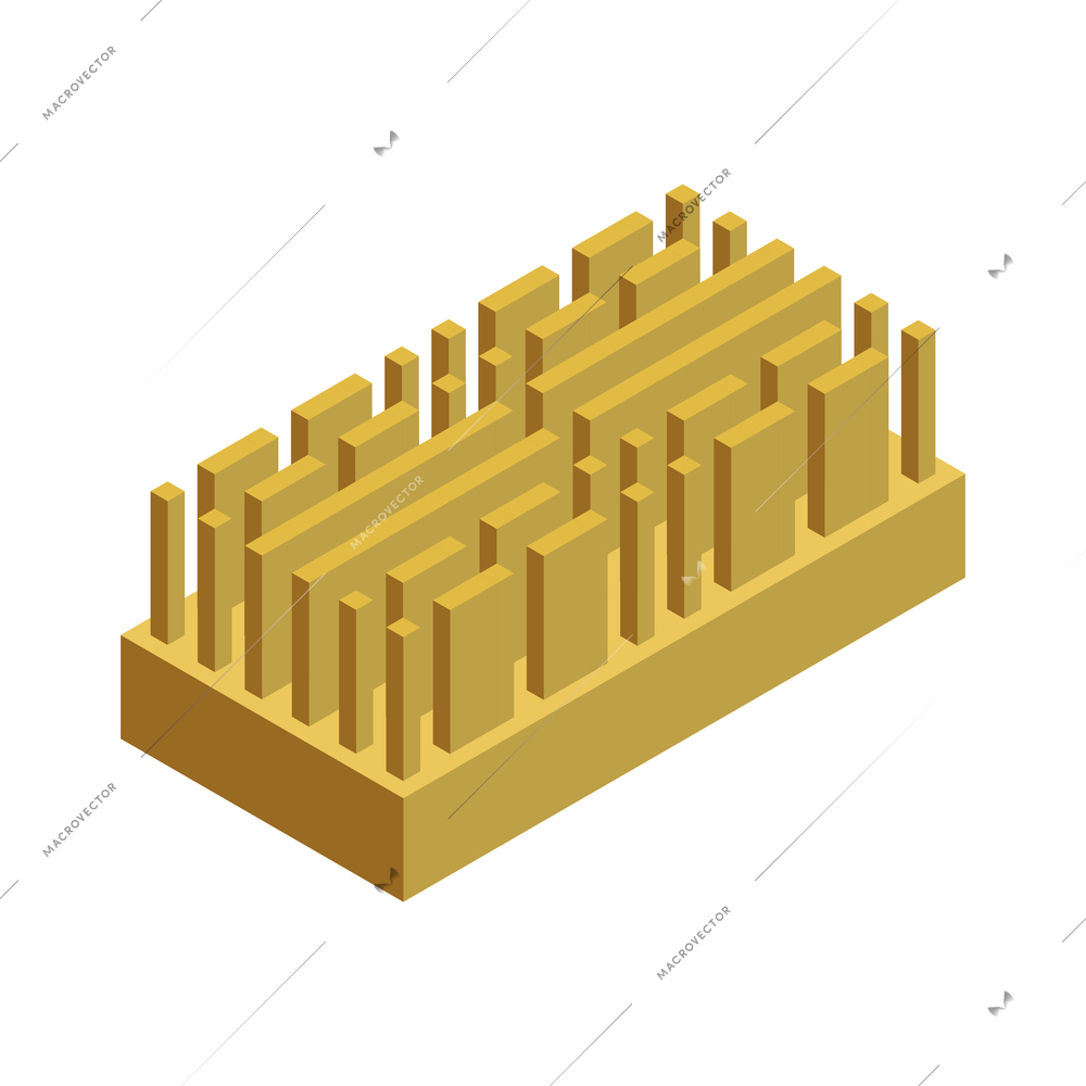 Semiconductor isometric composition with isolated circuit board element on blank background vector illustration