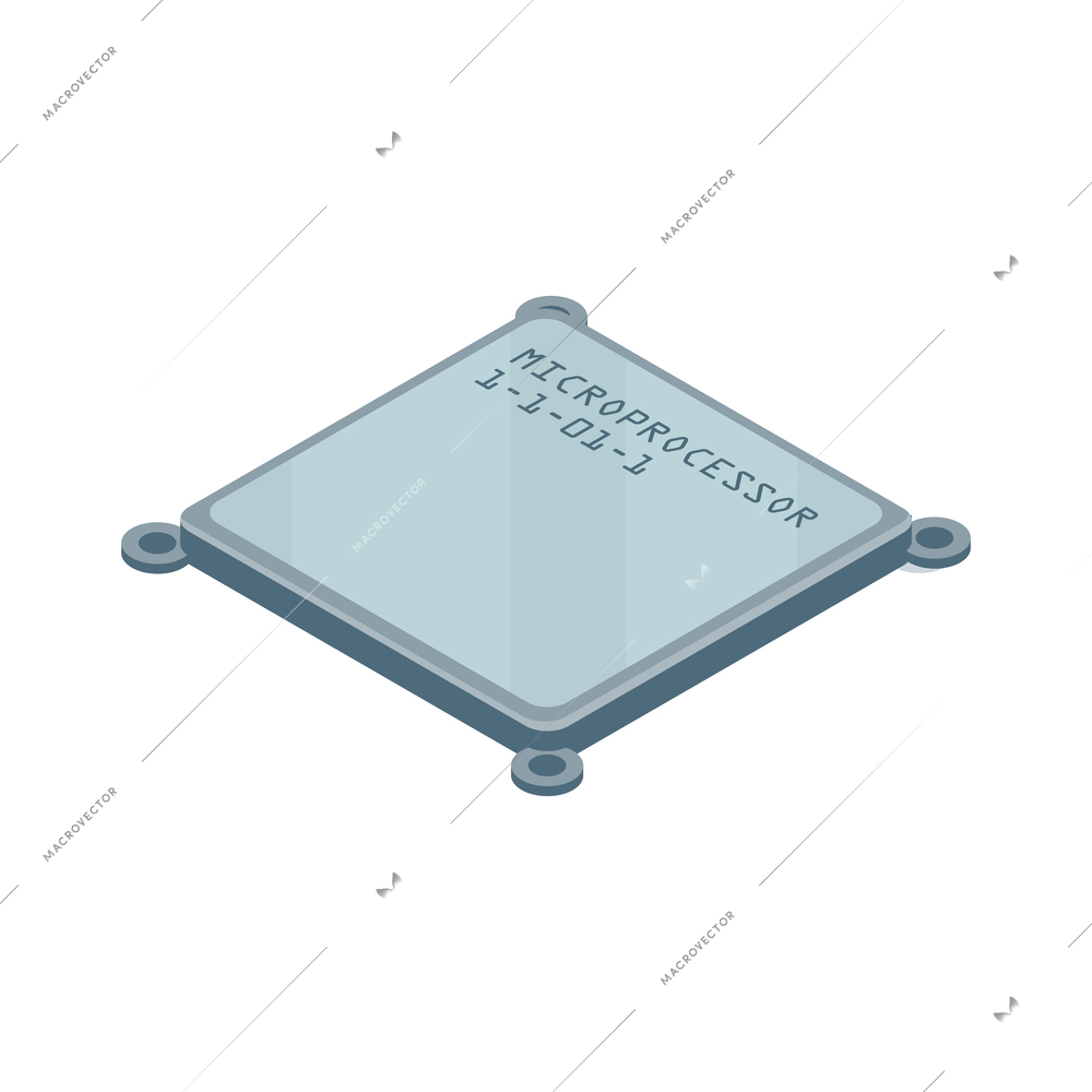 Semiconductor isometric composition with isolated circuit board element on blank background vector illustration