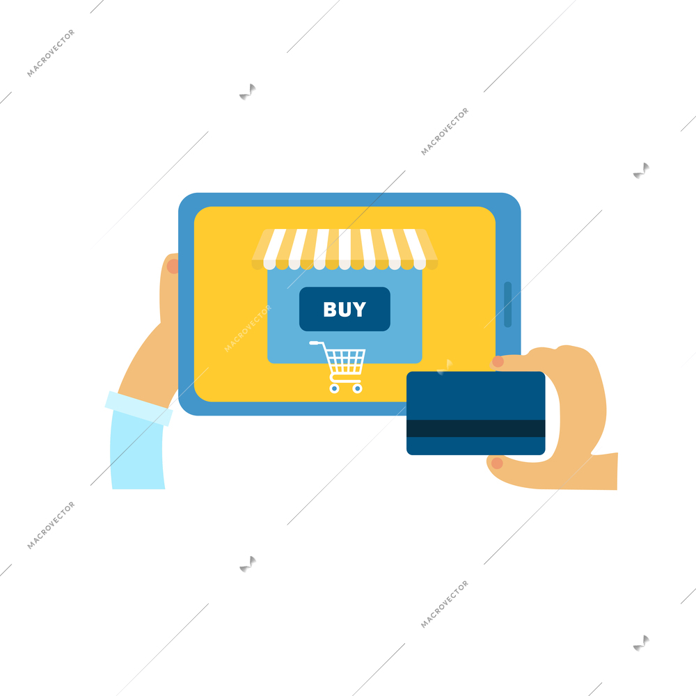 Online shopping composition with doodle style icons and gadgets with round pictograms vector illustration