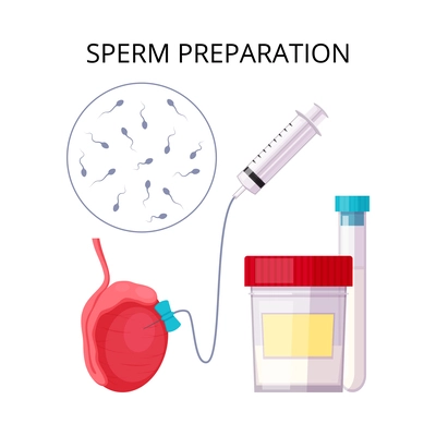 In vitro fertilization ivf flat composition with text captions and artificial insemination icons vector illustration