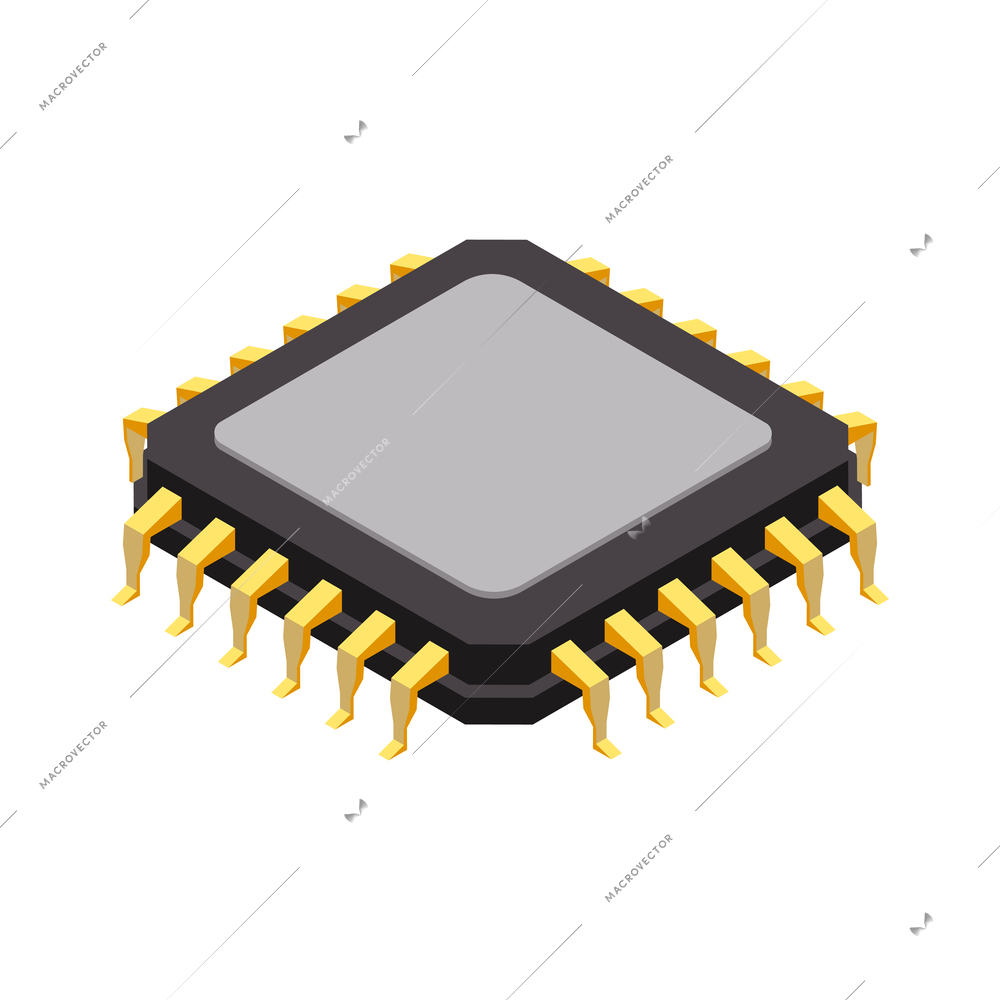 Semiconductor isometric composition with isolated circuit board element on blank background vector illustration