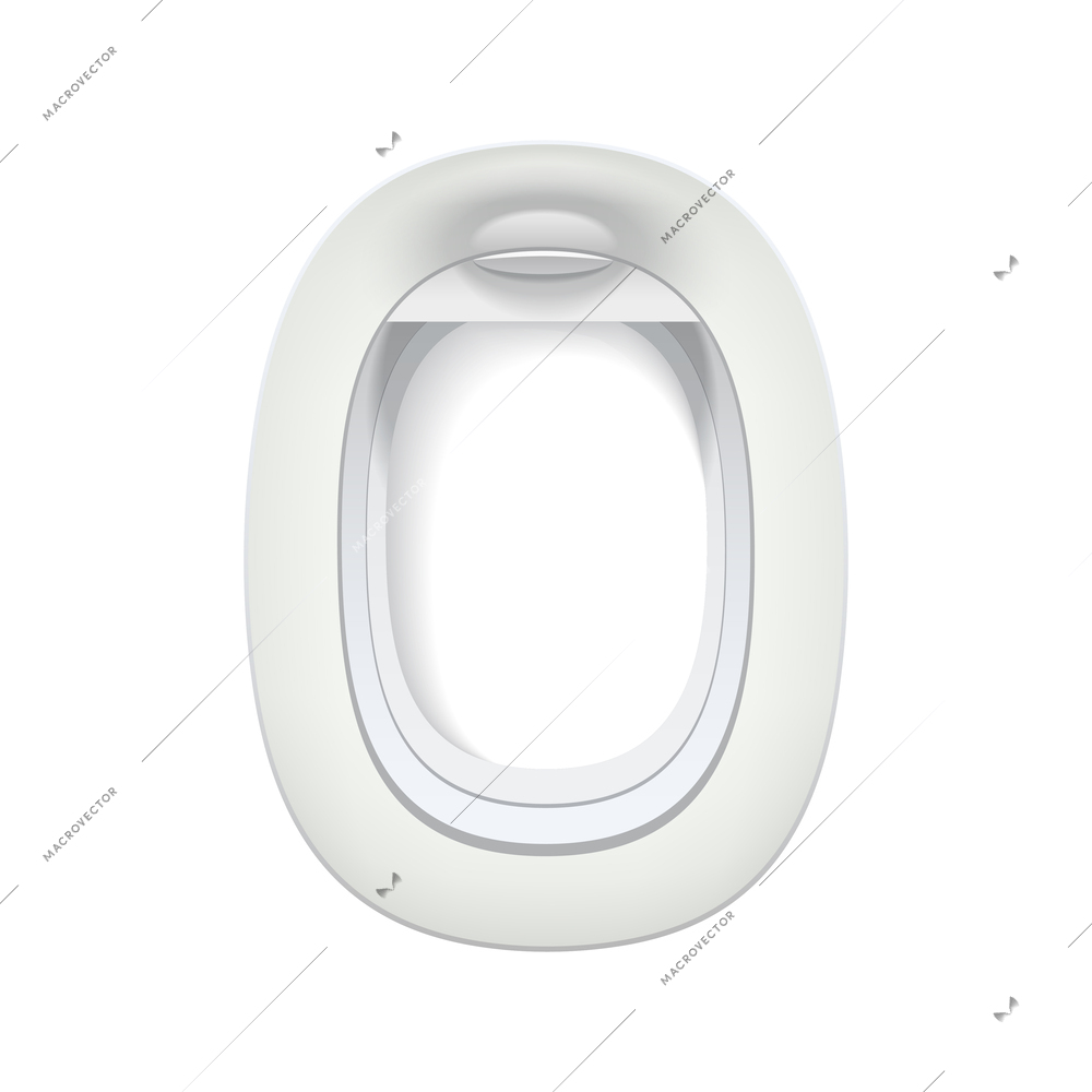 Porthole realistic set with isolated image of plastic frame for window of the aircraft on blank background vector illustration