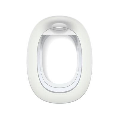 Porthole realistic set with isolated image of plastic frame for window of the aircraft on blank background vector illustration