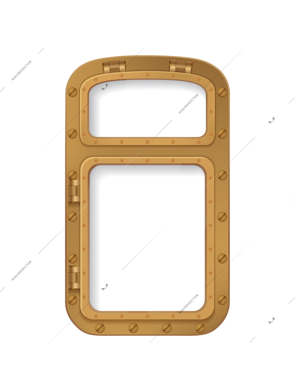 Porthole realistic composition with isolated image of metal frame for window of the vessel on blank background vector illustration