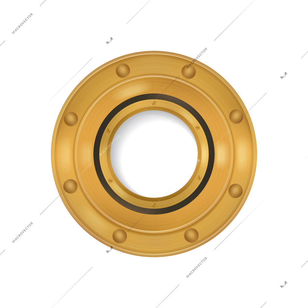 Porthole realistic composition with isolated image of metal frame for window of the vessel on blank background vector illustration