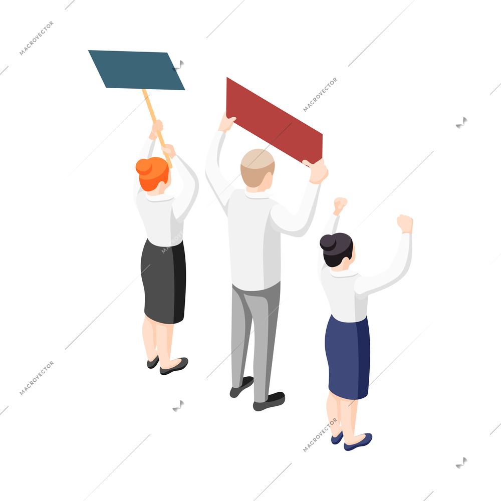 Politicians isometric composition of icons with human characters of officials on blank background vector illustration