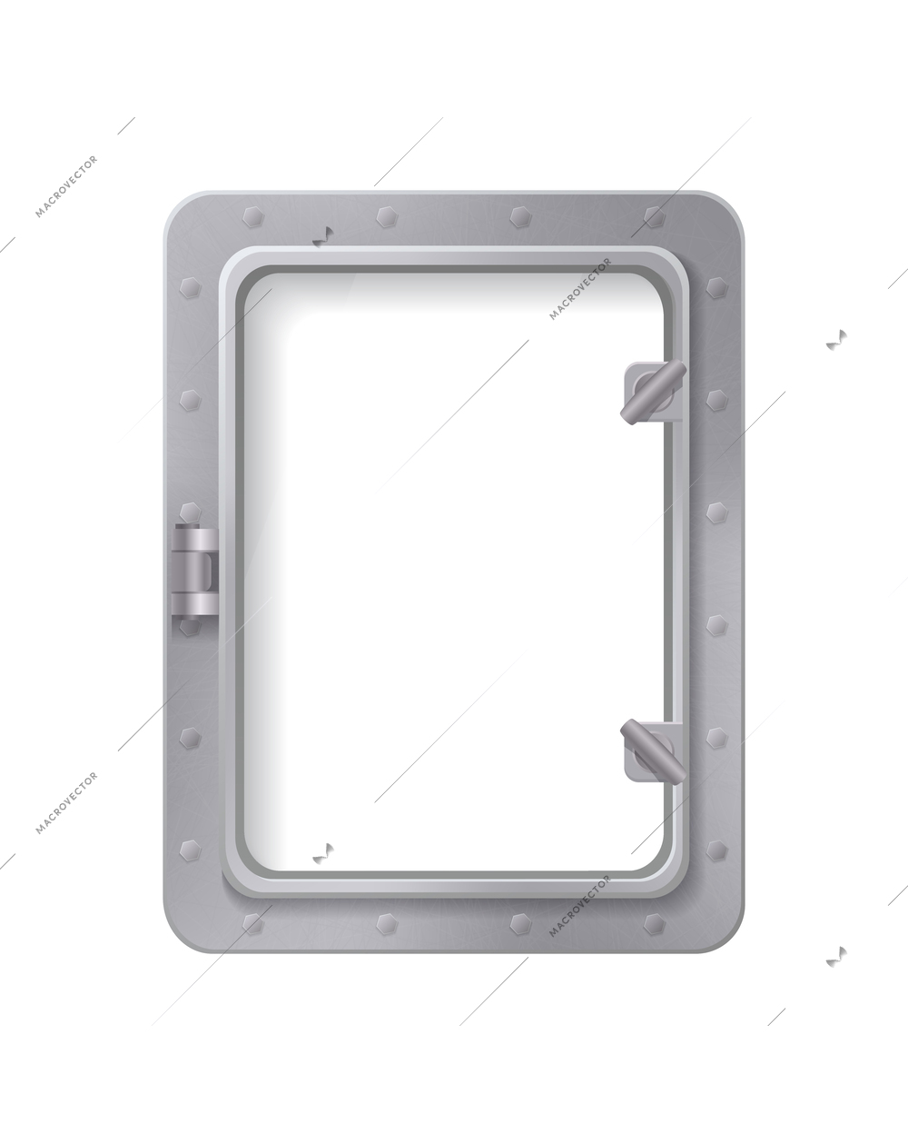 Porthole realistic composition with isolated image of metal frame for window of the vessel on blank background vector illustration