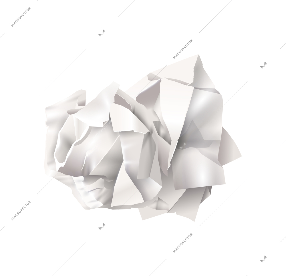 Realistic household waste paper trash garbage composition with isolated image on blank background vector illustration