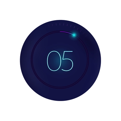 Realistic 3d interface countdown round composition with circle and digits with radial progress bar vector illustration