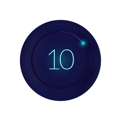 Realistic 3d interface countdown round composition with circle and digits with radial progress bar vector illustration