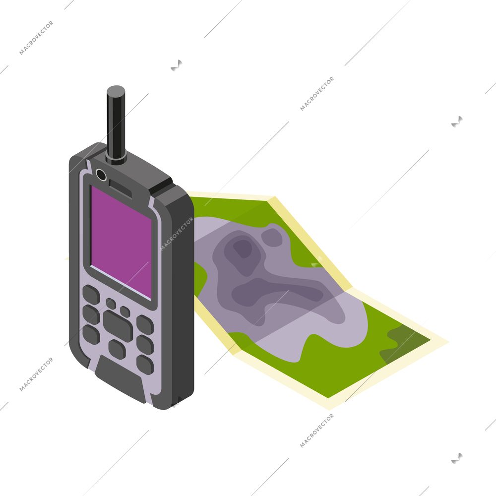 Hiking isometric icons composition with isolated view of adventure essentials on blank background vector illustration