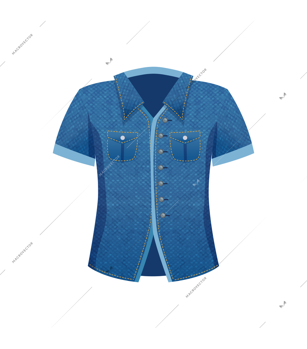 Modern denim clothing composition with isolated image of textile product made of jeans fabric vector illustration