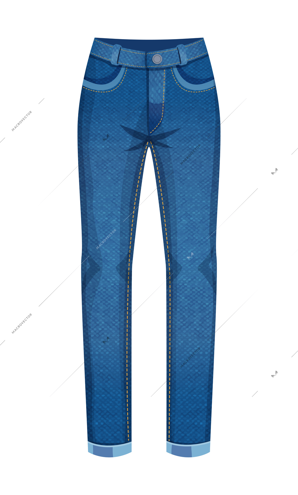 Modern denim clothing composition with isolated image of textile product made of jeans fabric vector illustration