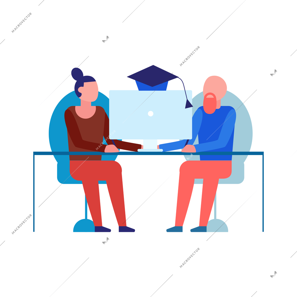 Video tutorials online training courses composition with flat human characters with gadgets and books vector illustration