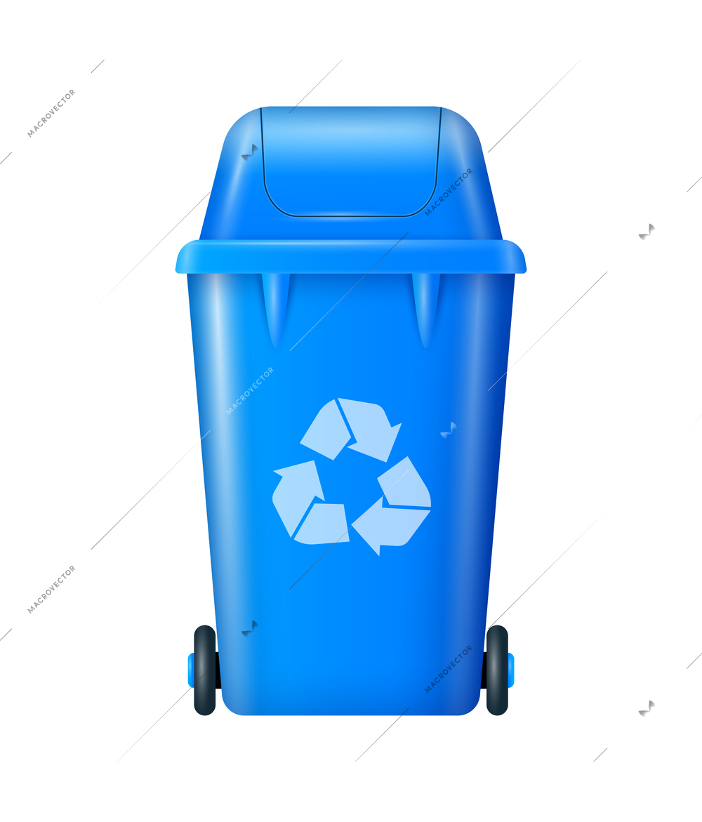 Realistic household waste paper trash garbage composition with isolated image on blank background vector illustration