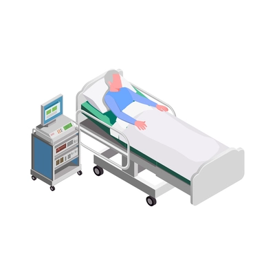 Nursing home isometric composition with staff monitoring patients and elderly people activities vector illustration