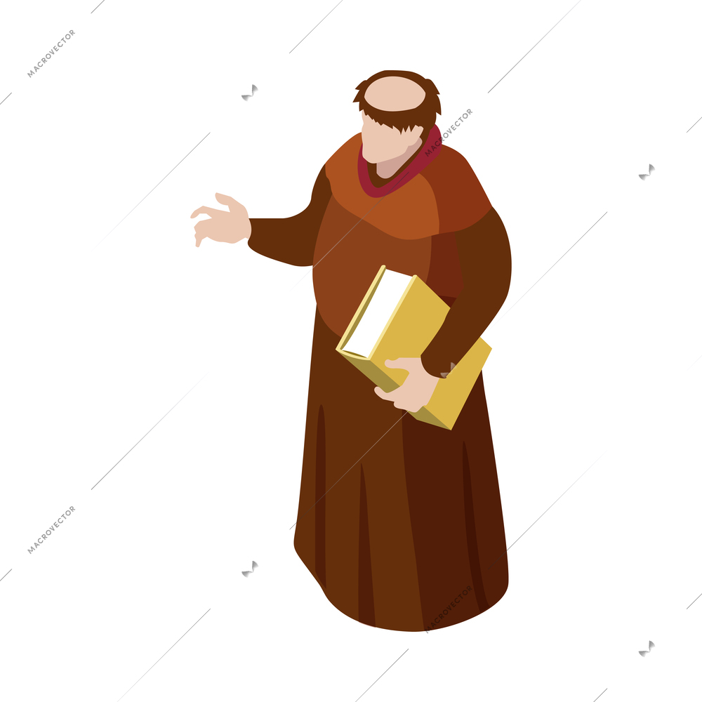 Isometric medieval fairytale legend composition with isolated fictional character on blank background vector illustration