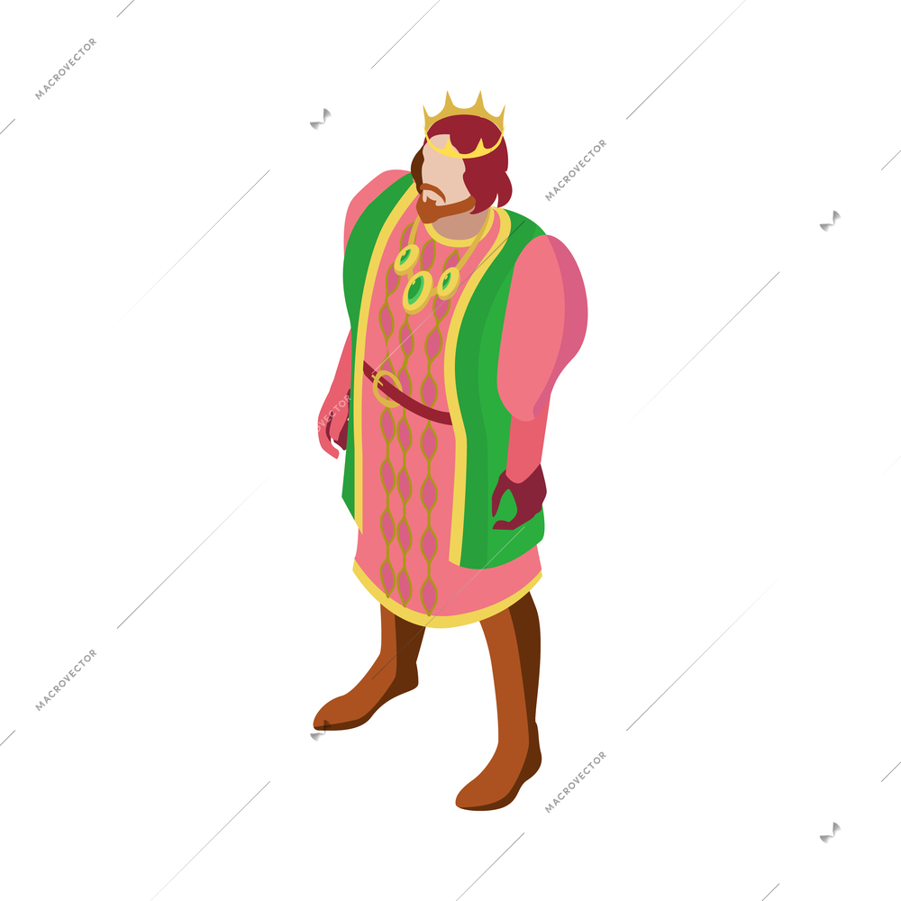 Isometric medieval fairytale legend composition with isolated fictional character on blank background vector illustration