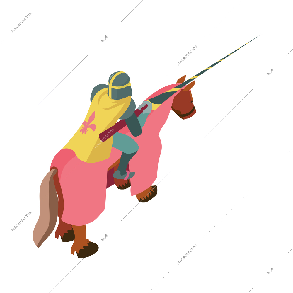 Isometric medieval fairytale legend composition with isolated fictional character on blank background vector illustration