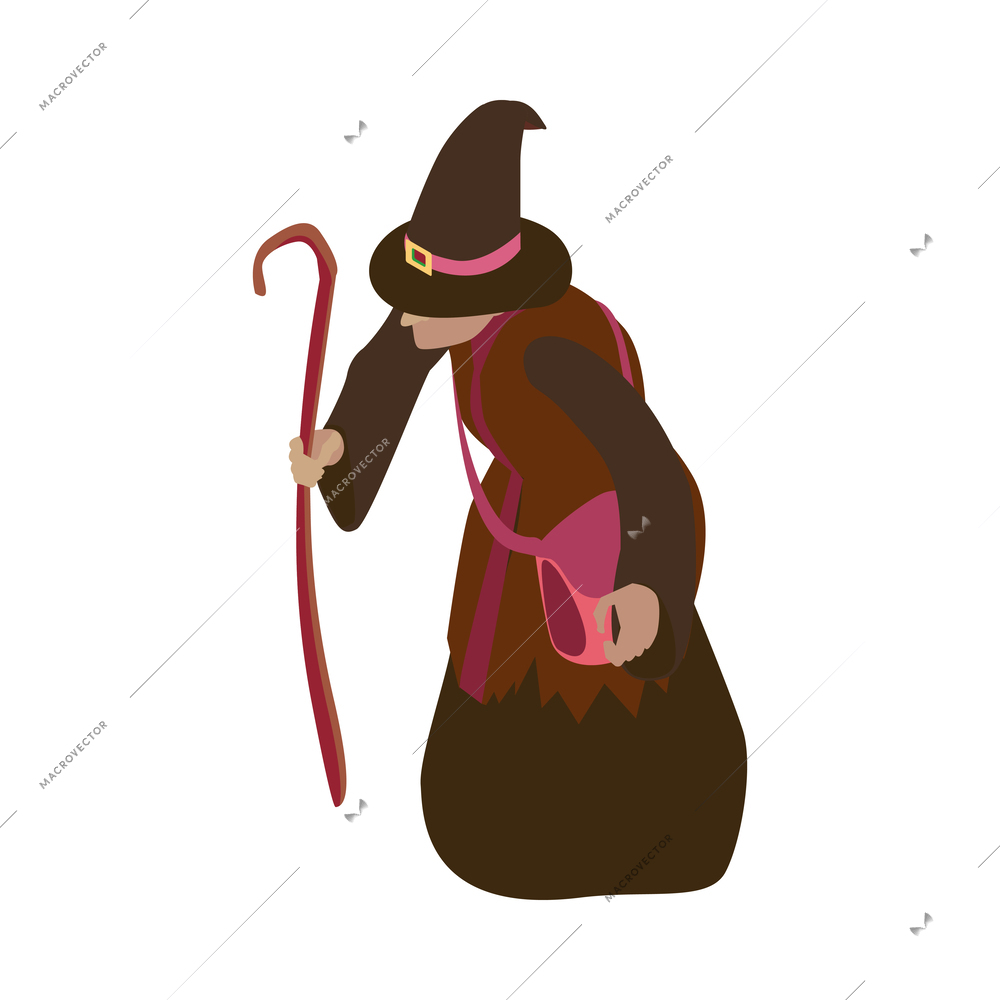 Isometric medieval fairytale legend composition with isolated fictional character on blank background vector illustration