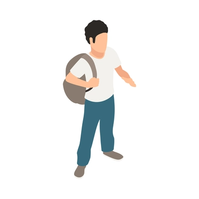 Travel people isometric icons composition with isolated faceless human character with luggage vector illustration