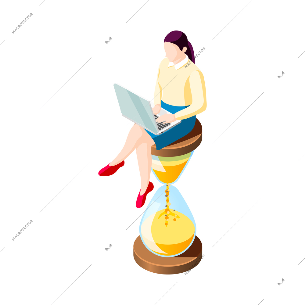 Effective management concept isometric composition with faceless human character and organizer elements vector illustration