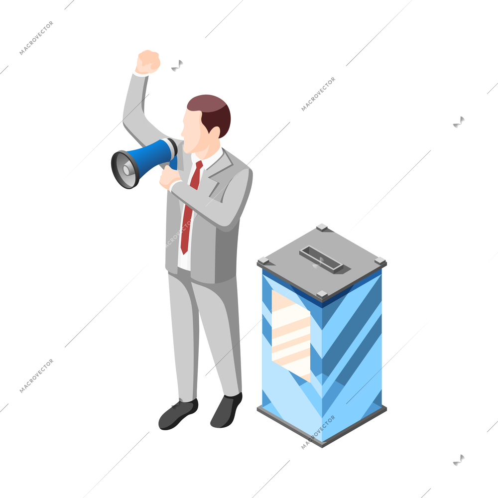 Politicians isometric composition of icons with human characters of officials on blank background vector illustration