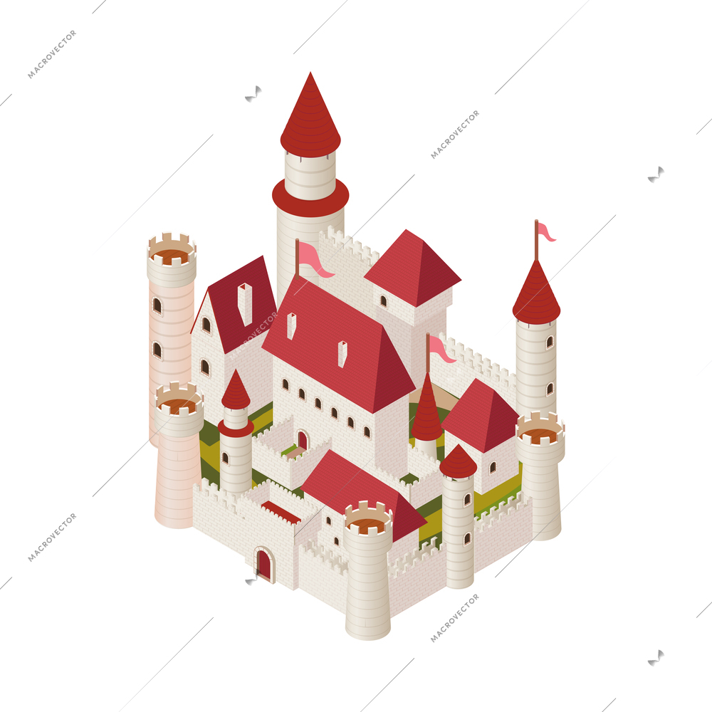 Isometric medieval fairytale legend composition with isolated fictional character on blank background vector illustration