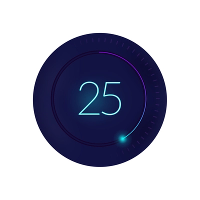 Realistic 3d interface countdown round composition with circle and digits with radial progress bar vector illustration