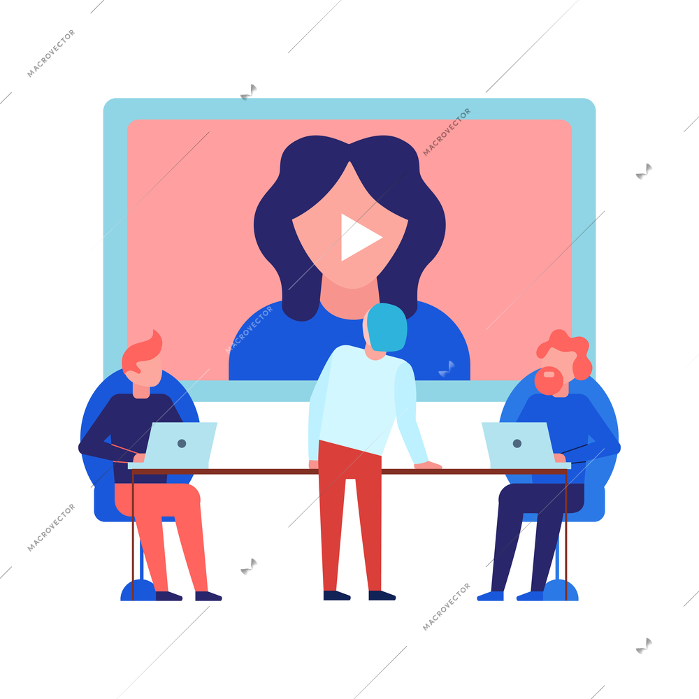 Video tutorials online training courses composition with flat human characters with gadgets and books vector illustration