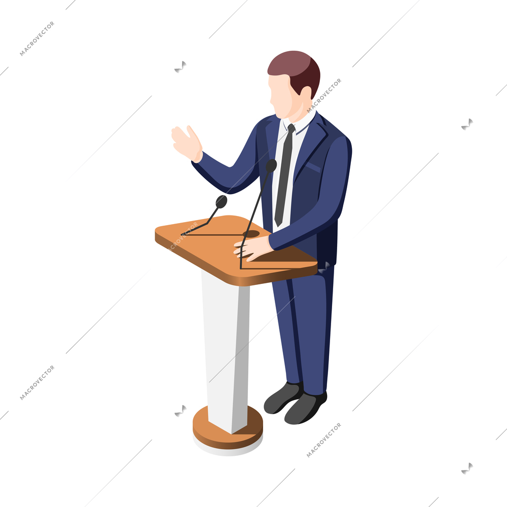 Politicians isometric composition of icons with human characters of officials on blank background vector illustration