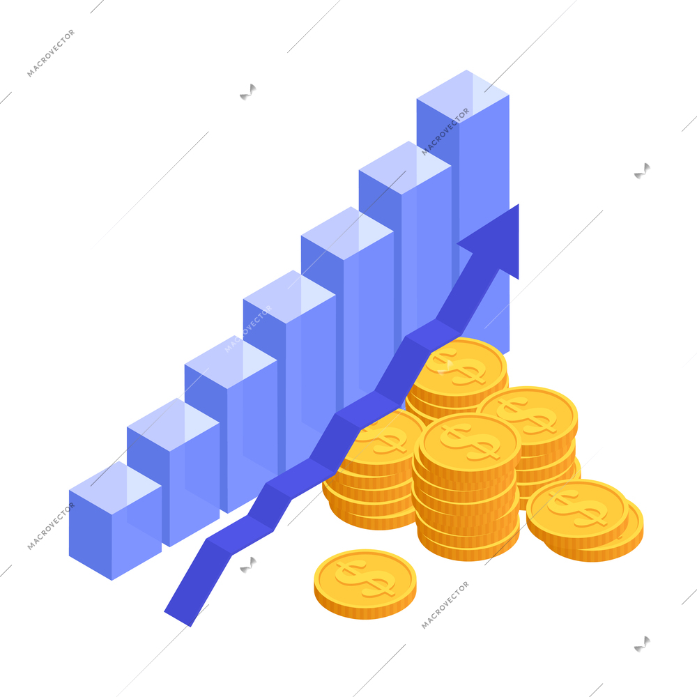 Accounting isometric composition with isolated financial concept icons on blank background vector illustration