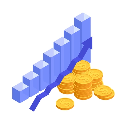 Accounting isometric composition with isolated financial concept icons on blank background vector illustration