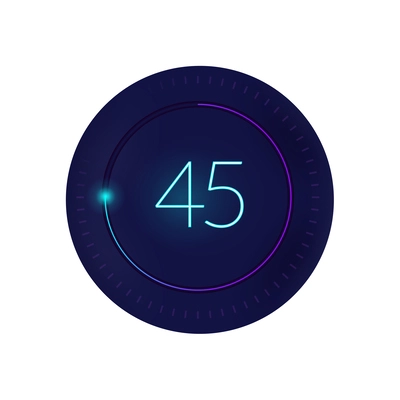 Realistic 3d interface countdown round composition with circle and digits with radial progress bar vector illustration