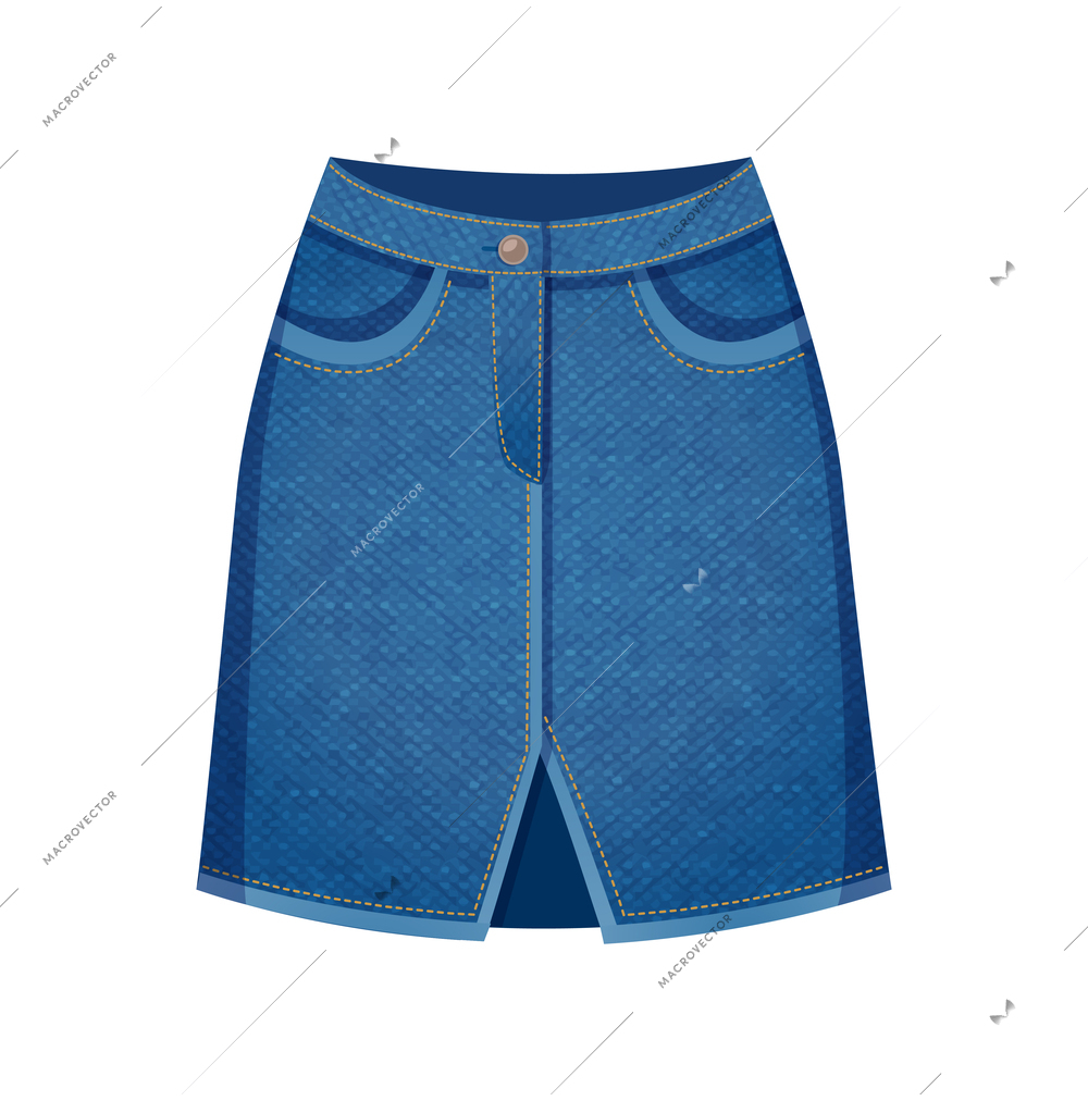 Modern denim clothing composition with isolated image of textile product made of jeans fabric vector illustration