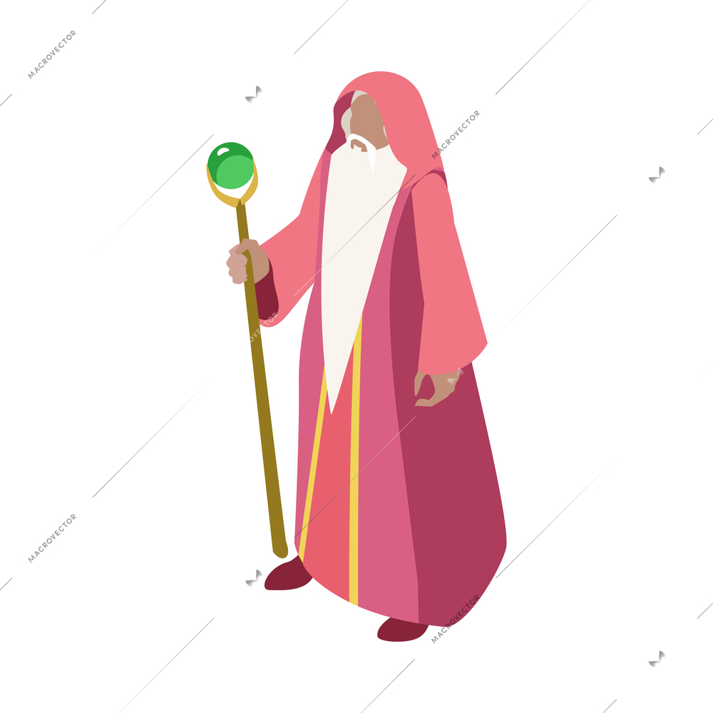 Isometric medieval fairytale legend composition with isolated fictional character on blank background vector illustration