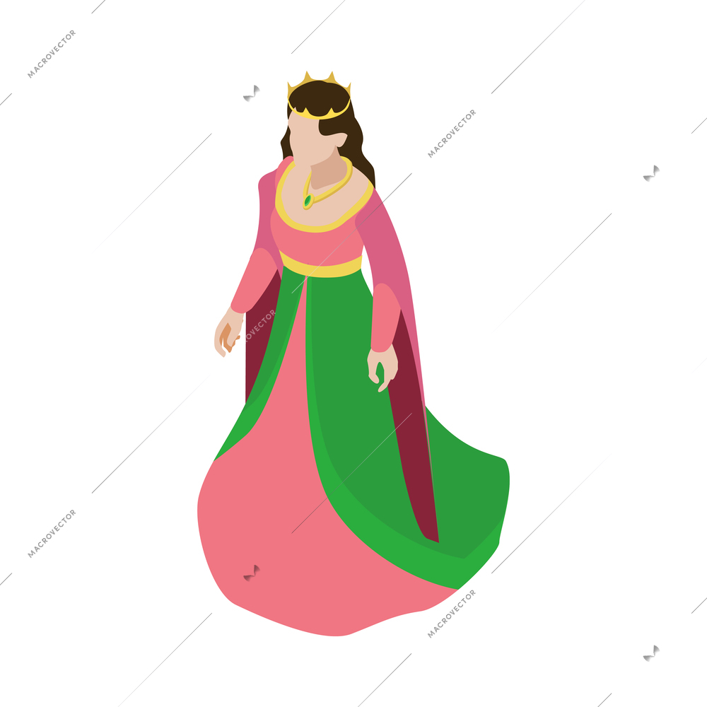 Isometric medieval fairytale legend composition with isolated fictional character on blank background vector illustration